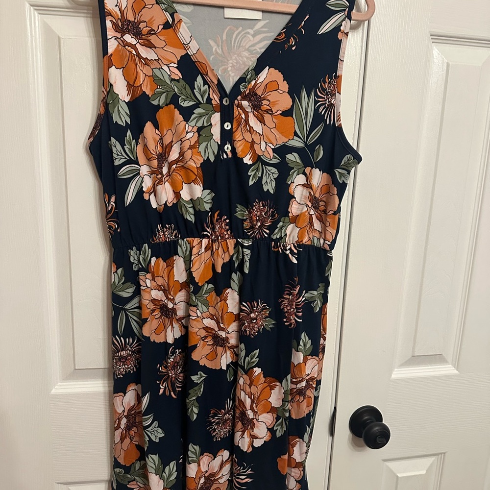 French Grey Floral Sleeveless Dress and 3/4 Sleeve Dress